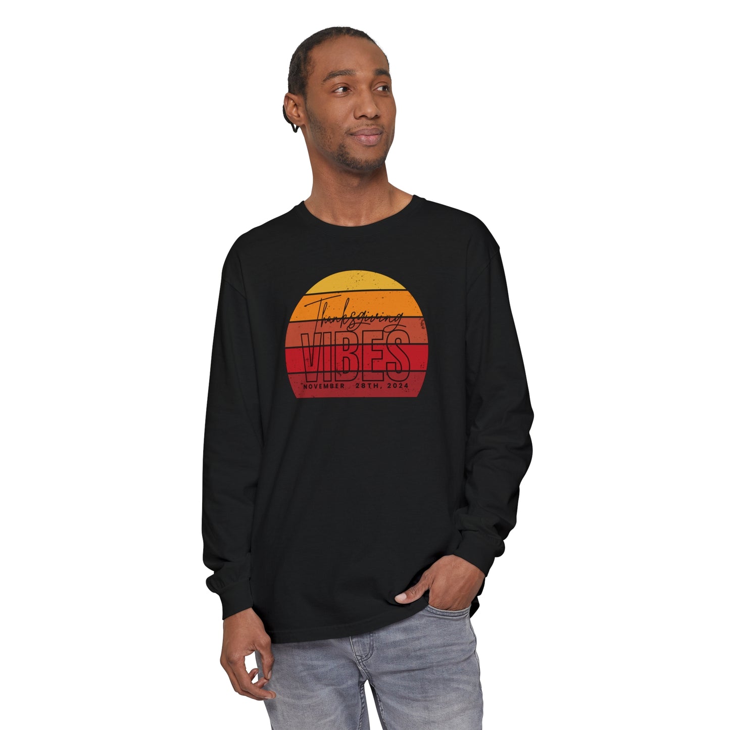 Thanksgiving Vibes Comfort Colors Unisex Garment-dyed Long Sleeve T-Shirt