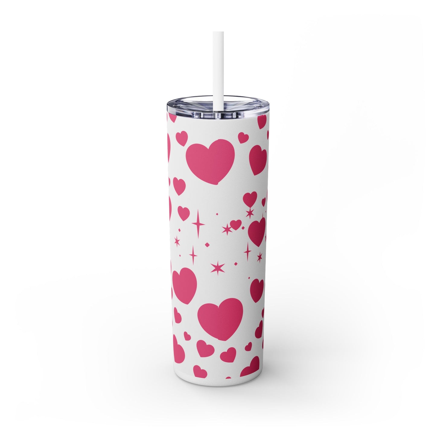 Valentine's Heart Skinny Tumbler with Straw, 20oz