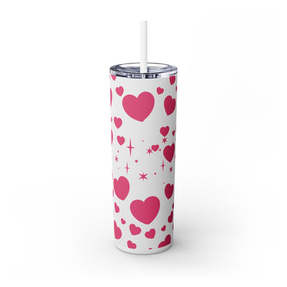 Valentine's Heart Skinny Tumbler with Straw, 20oz