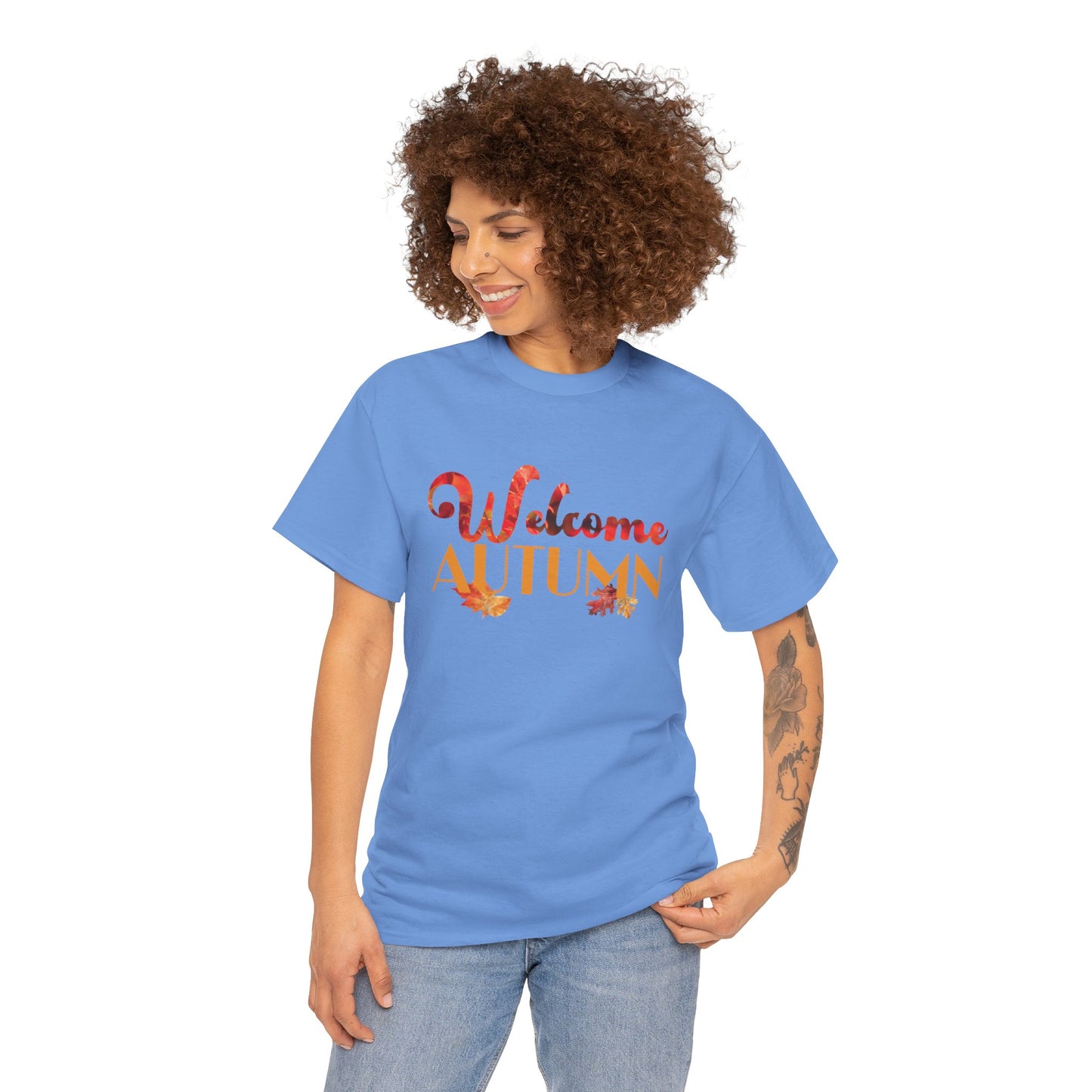 Welcome Autumn Leaves - Unisex Heavy Cotton Tee