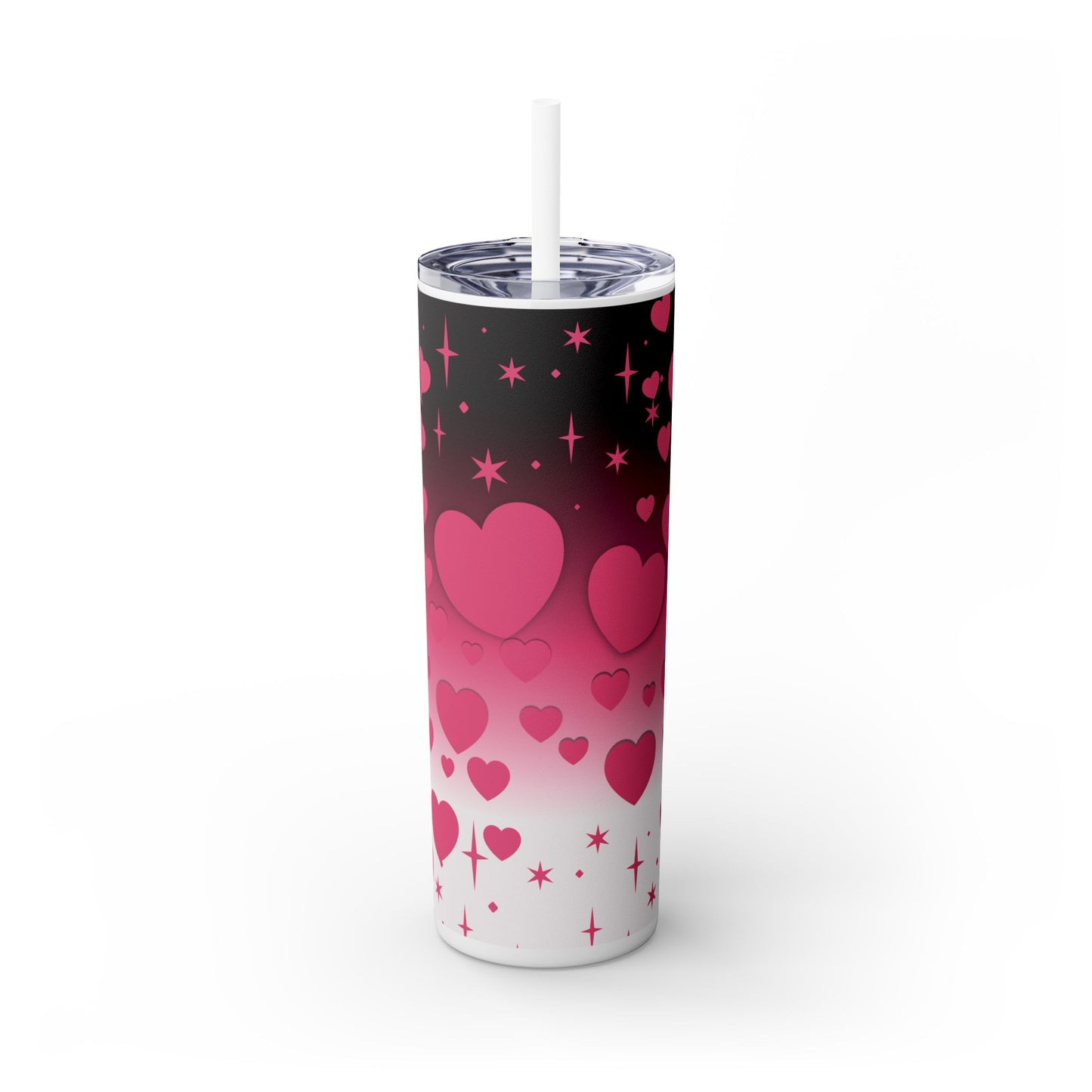 Valentine's Gradient Hearts Skinny Tumbler with Straw, 20oz