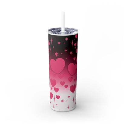 Valentine's Gradient Hearts Skinny Tumbler with Straw, 20oz