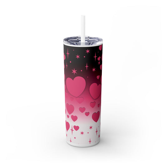 Valentine's Gradient Hearts Skinny Tumbler with Straw, 20oz