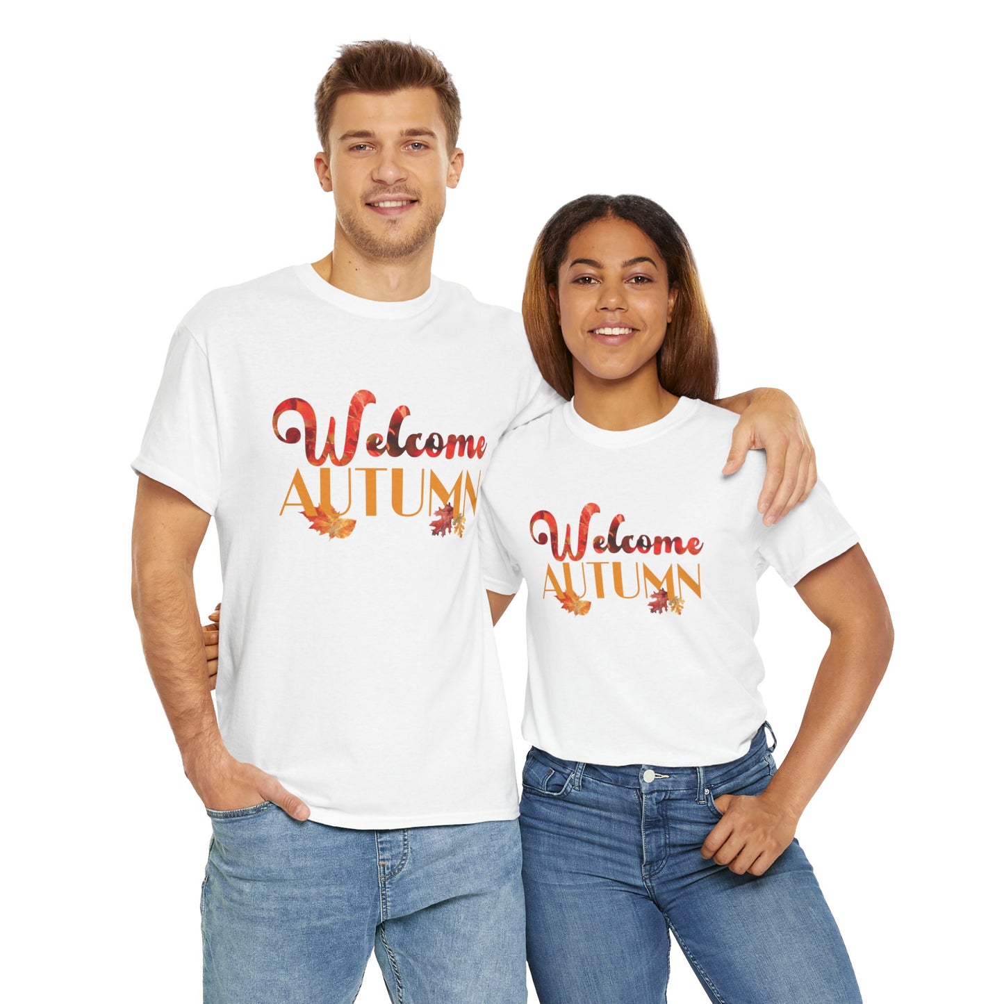 Welcome Autumn Leaves - Unisex Heavy Cotton Tee