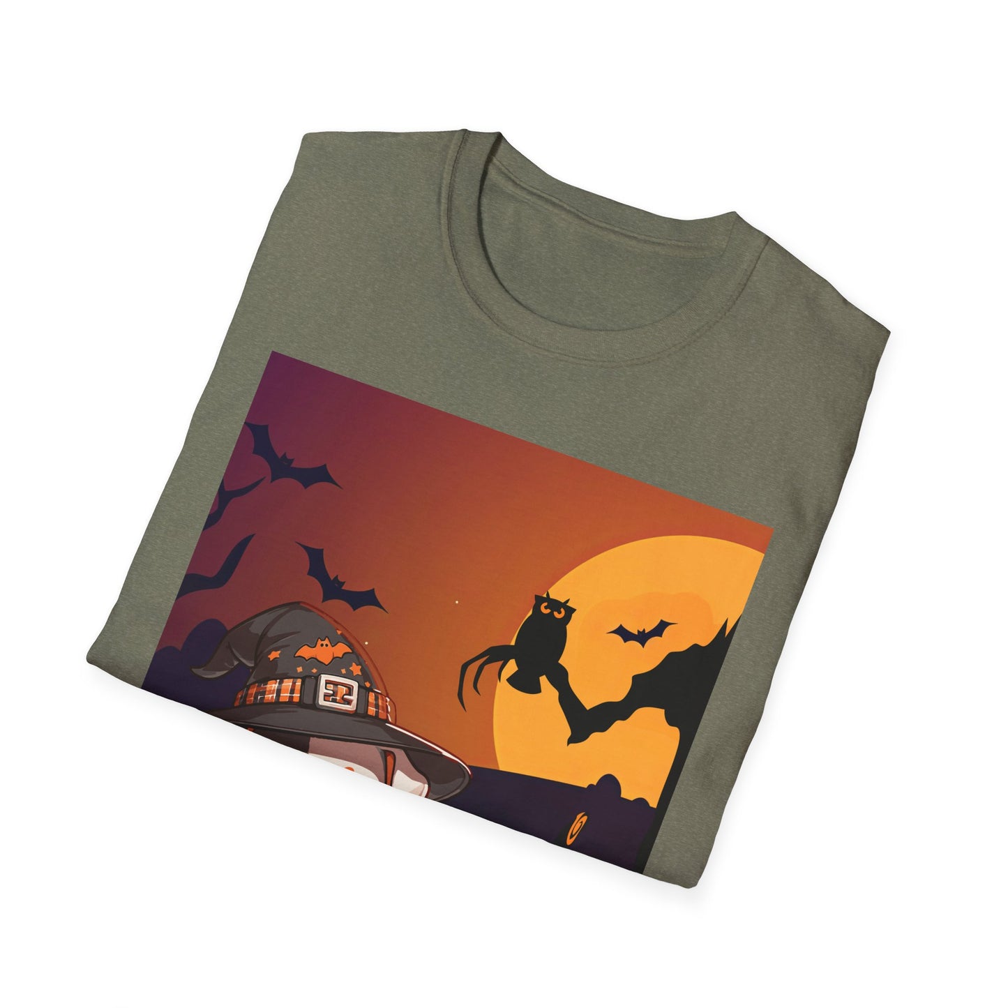 Unisex Softstyle T-Shirt - Pit Bull Pup and Pumpkins