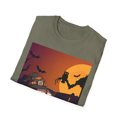 Unisex Softstyle T-Shirt - Pit Bull Pup and Pumpkins