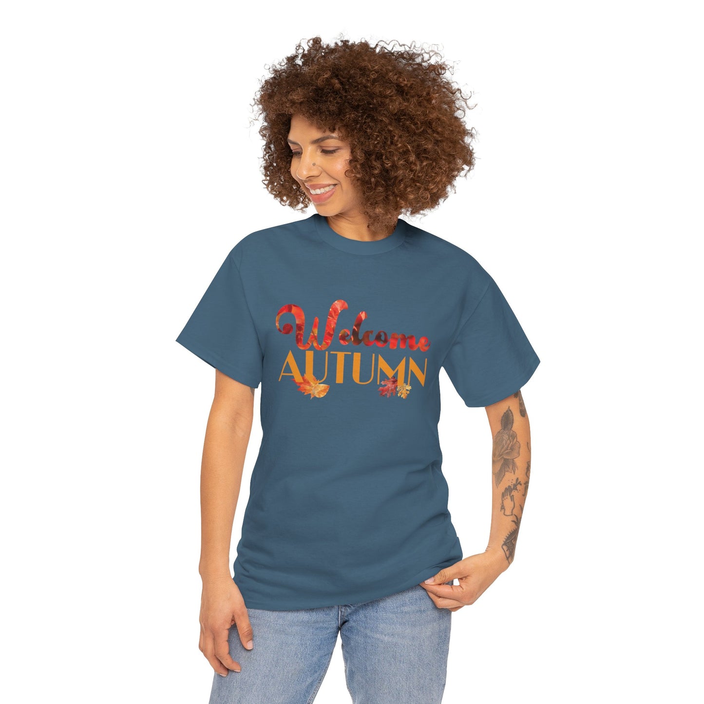 Welcome Autumn Leaves - Unisex Heavy Cotton Tee
