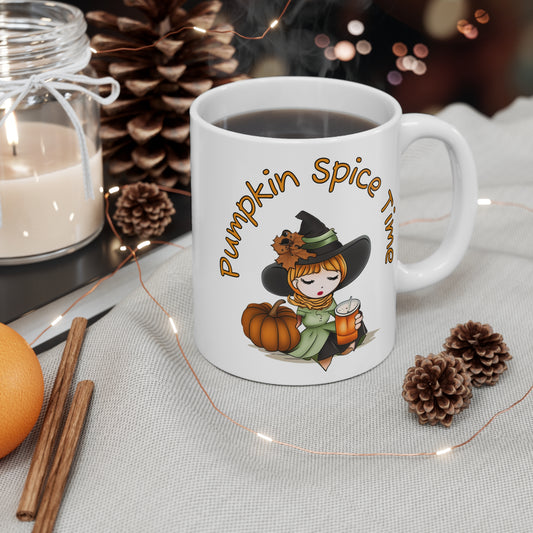 Halloween Pumpkin Spice Mug 11oz - This cute Halloween witch is all about her Pumpkin Spice