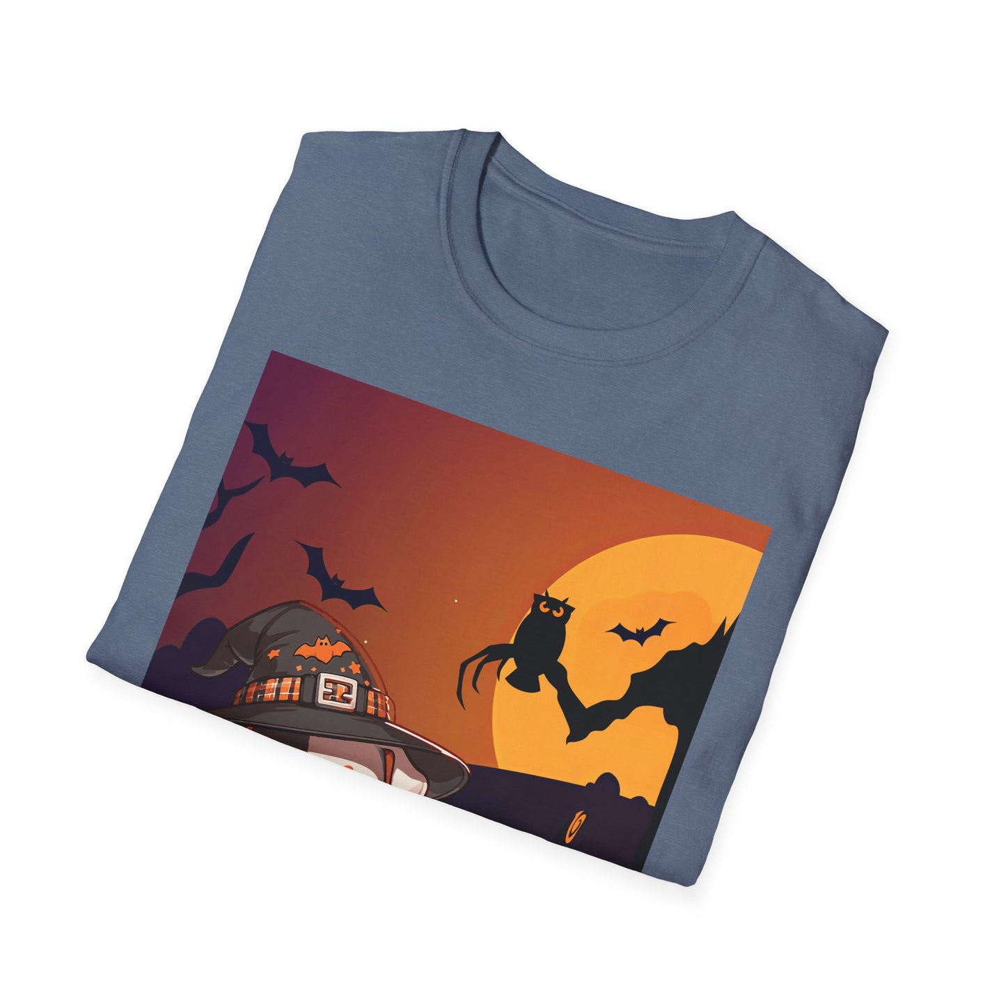 Unisex Softstyle T-Shirt - Pit Bull Pup and Pumpkins