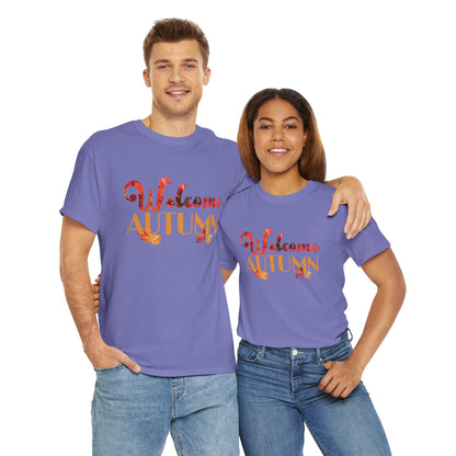 Welcome Autumn Leaves - Unisex Heavy Cotton Tee