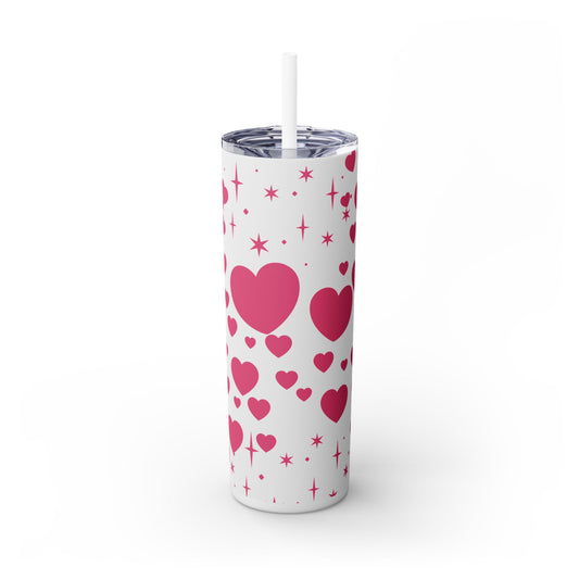 Valentine's Heart Skinny Tumbler with Straw, 20oz