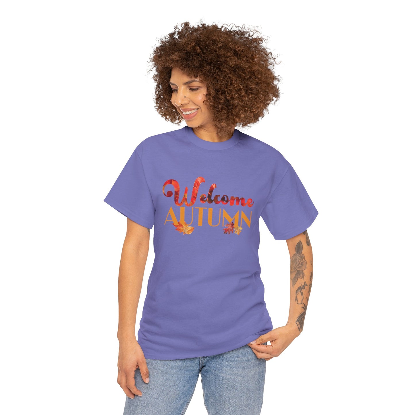 Welcome Autumn Leaves - Unisex Heavy Cotton Tee