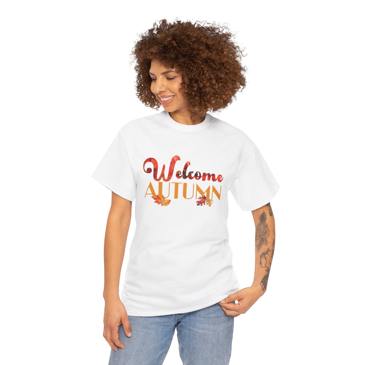 Welcome Autumn Leaves - Unisex Heavy Cotton Tee
