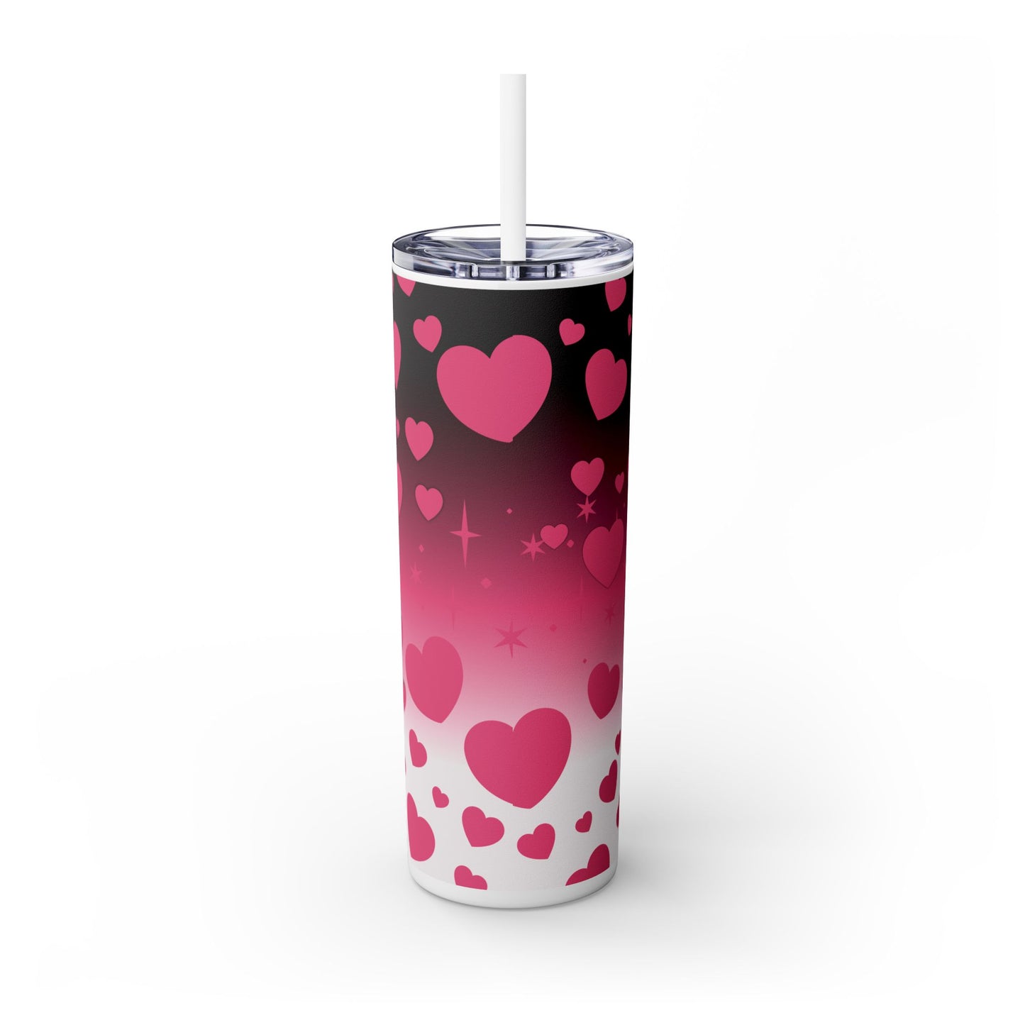 Valentine's Gradient Hearts Skinny Tumbler with Straw, 20oz