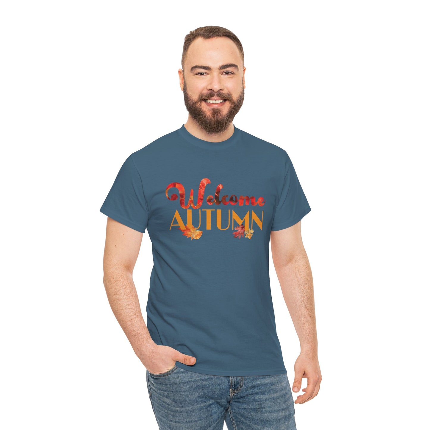 Welcome Autumn Leaves - Unisex Heavy Cotton Tee