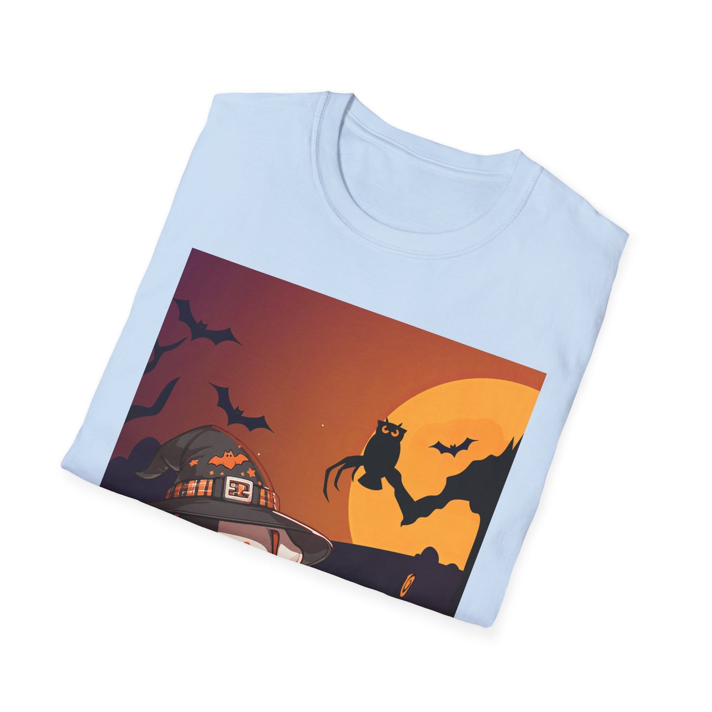 Unisex Softstyle T-Shirt - Pit Bull Pup and Pumpkins
