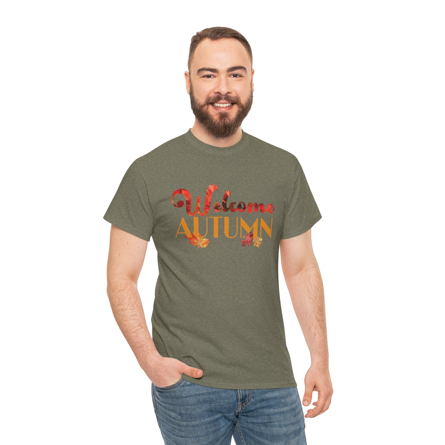 Welcome Autumn Leaves - Unisex Heavy Cotton Tee