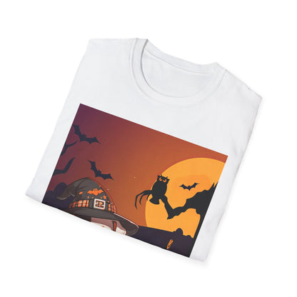 Unisex Softstyle T-Shirt - Pit Bull Pup and Pumpkins