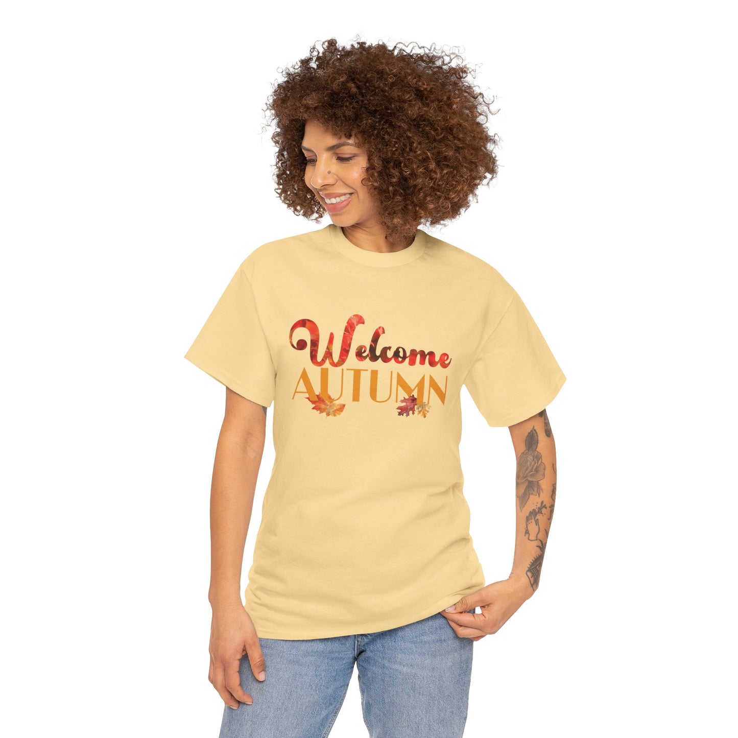 Welcome Autumn Leaves - Unisex Heavy Cotton Tee
