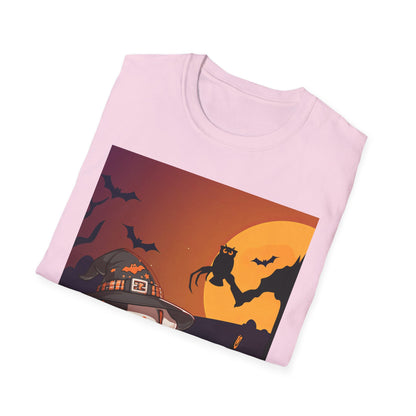Unisex Softstyle T-Shirt - Pit Bull Pup and Pumpkins