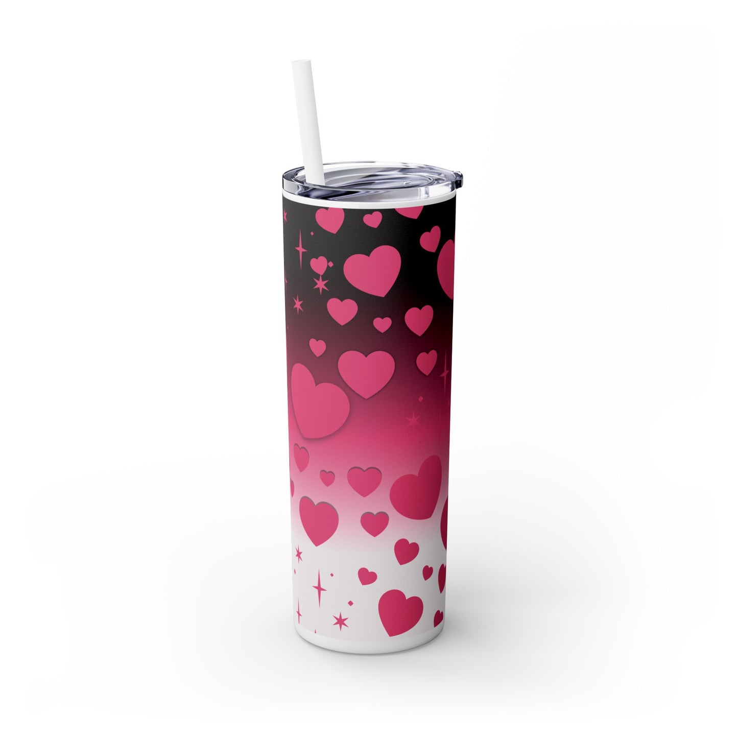 Valentine's Gradient Hearts Skinny Tumbler with Straw, 20oz