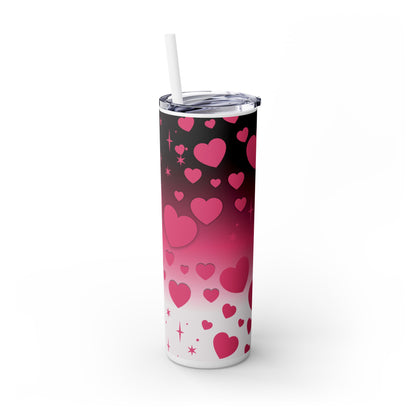 Valentine's Gradient Hearts Skinny Tumbler with Straw, 20oz