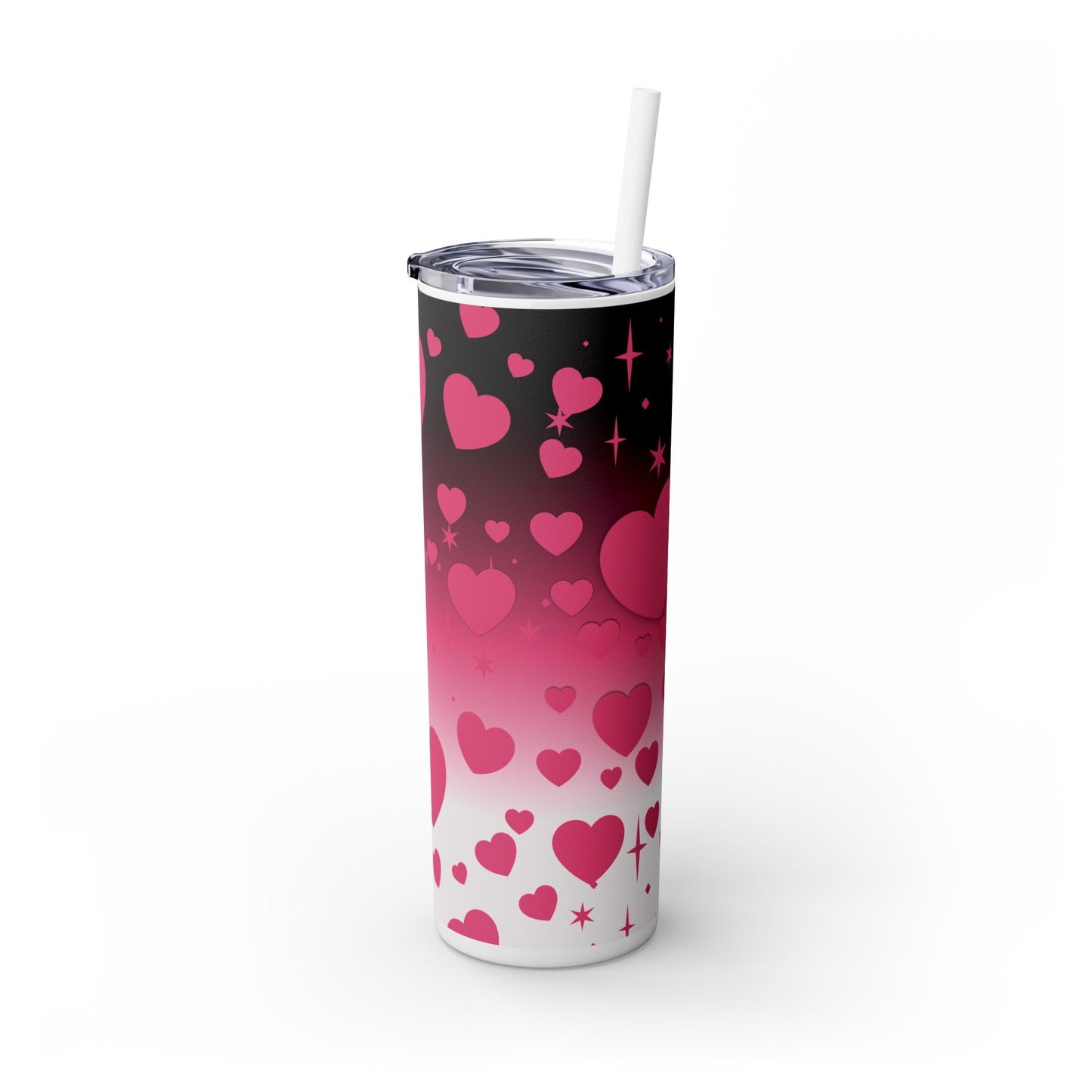 Valentine's Gradient Hearts Skinny Tumbler with Straw, 20oz