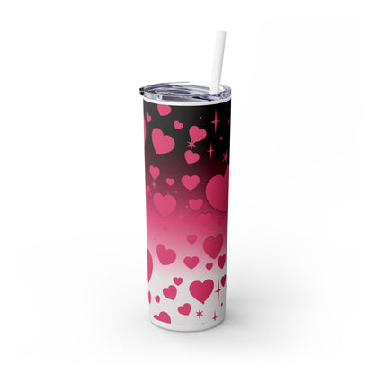 Valentine's Gradient Hearts Skinny Tumbler with Straw, 20oz