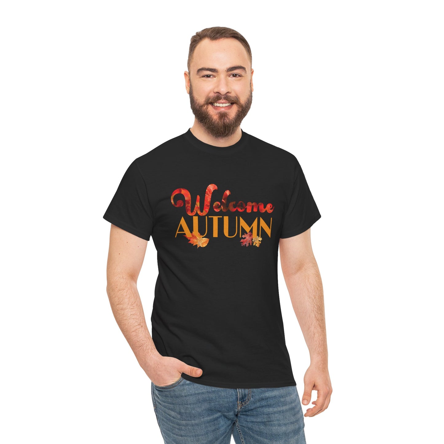Welcome Autumn Leaves - Unisex Heavy Cotton Tee