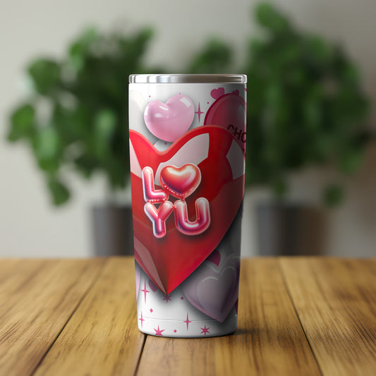 Valentine's I Love You Hearts Custom Skinny Tumbler 20oz