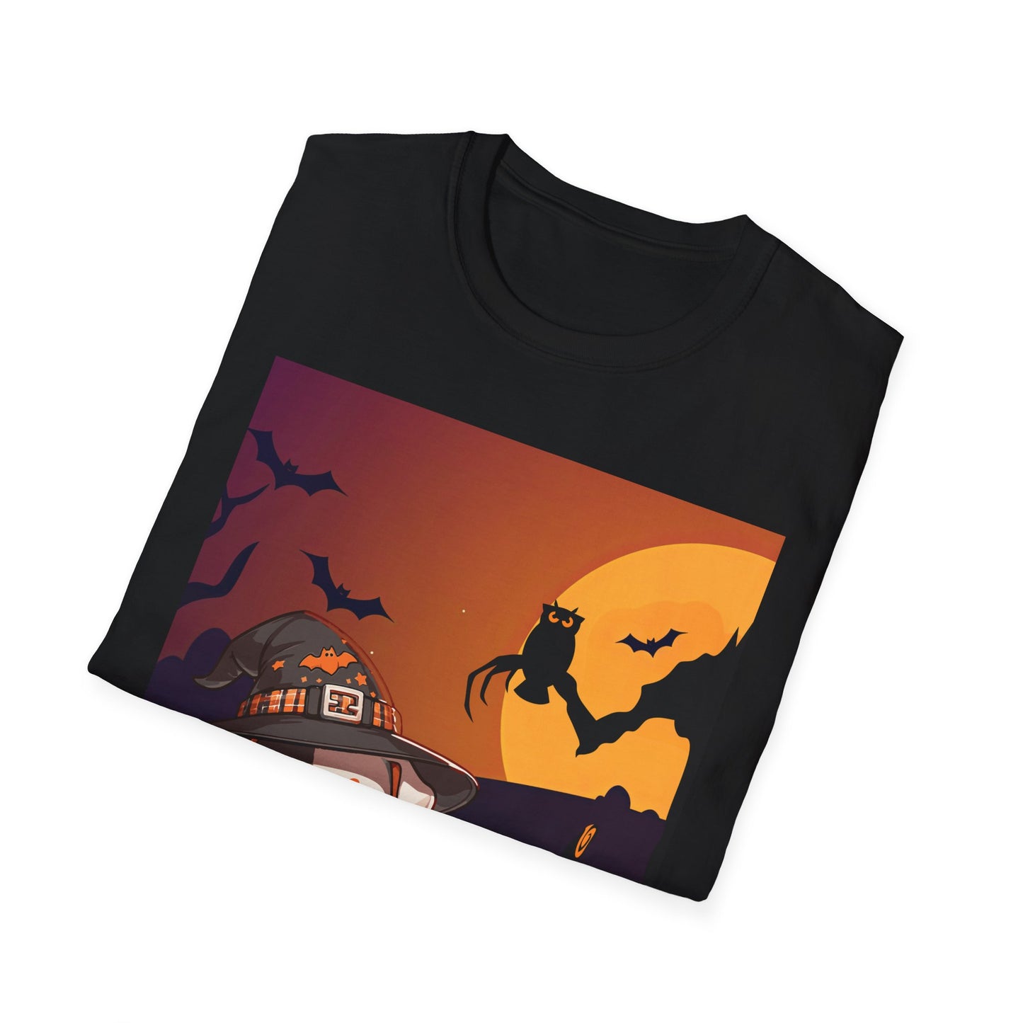 Unisex Softstyle T-Shirt - Pit Bull Pup and Pumpkins