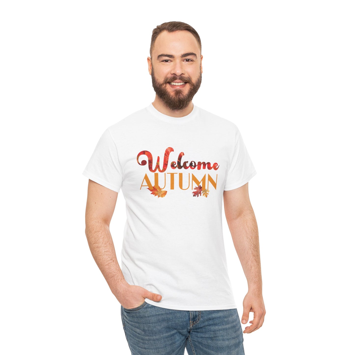 Welcome Autumn Leaves - Unisex Heavy Cotton Tee