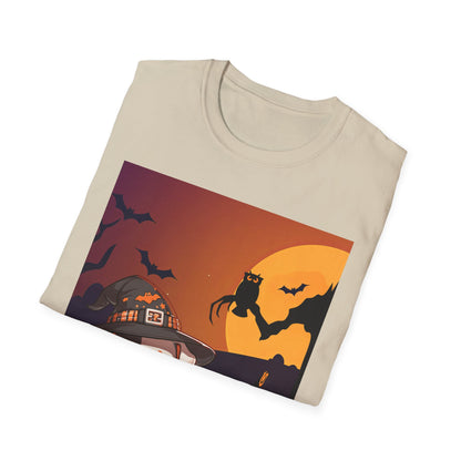 Unisex Softstyle T-Shirt - Pit Bull Pup and Pumpkins