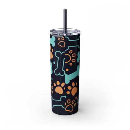 Paws and Bones Skinny Tumbler with Straw, 20oz
