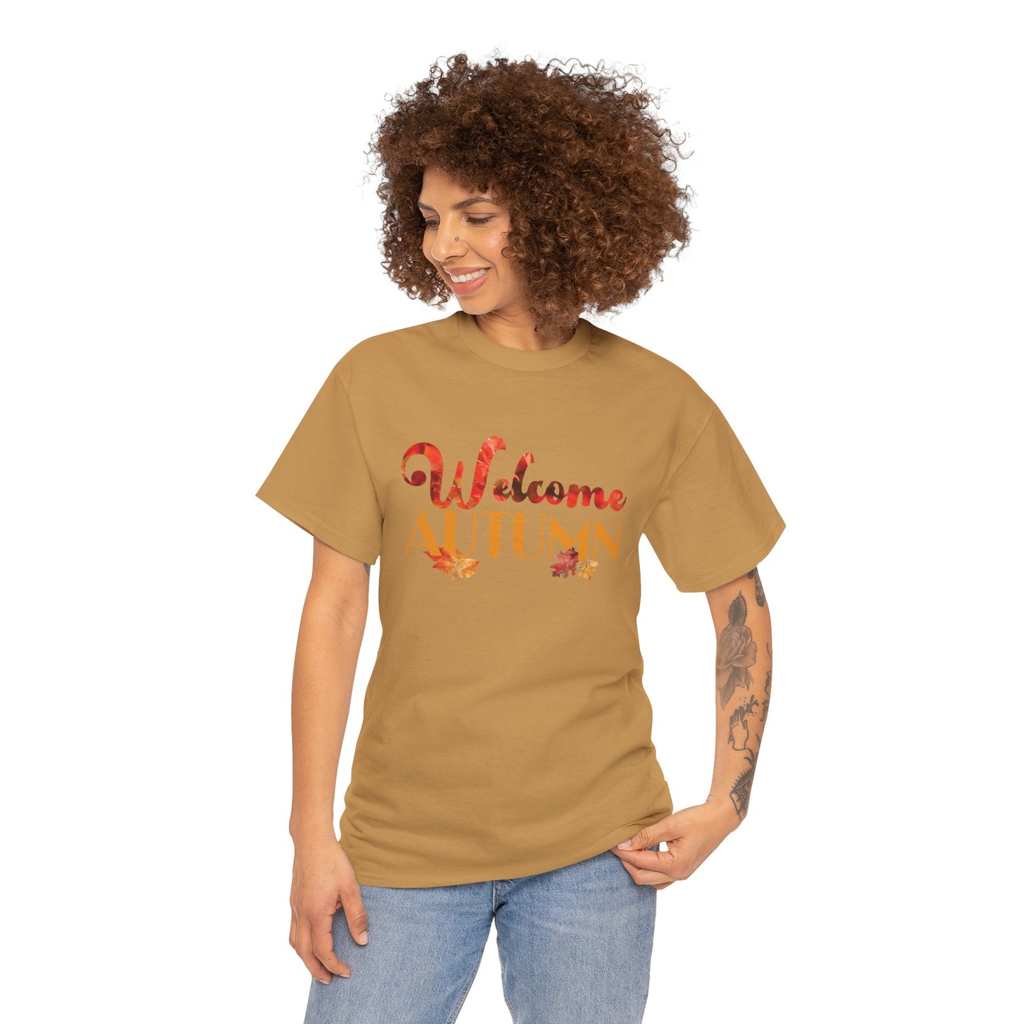 Welcome Autumn Leaves - Unisex Heavy Cotton Tee