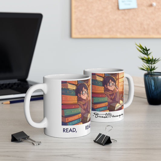 Read, Read, Read Ceramic Mug, (11oz,)