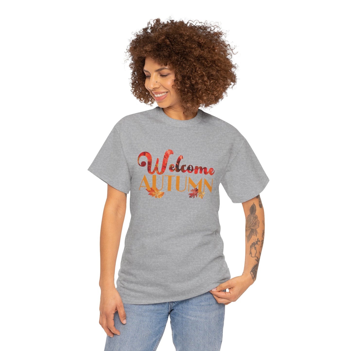 Welcome Autumn Leaves - Unisex Heavy Cotton Tee