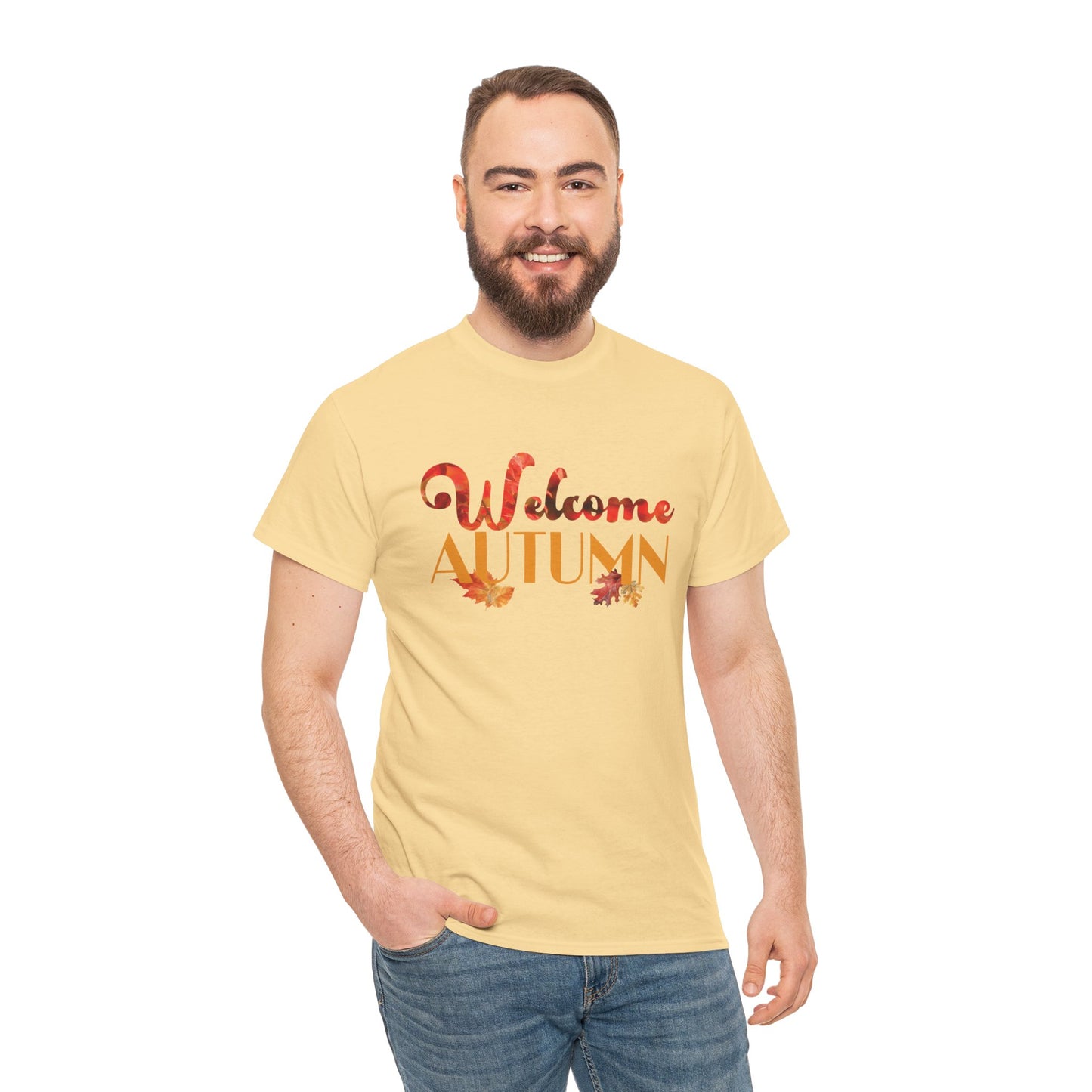 Welcome Autumn Leaves - Unisex Heavy Cotton Tee